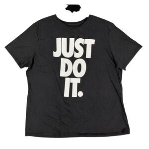 Nike Shirt Mens XXL Just Do It Athletic Cut Black Tee Short Sleeve